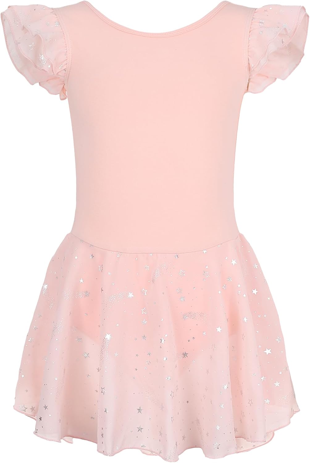 HidanyBallet Leotards for Girls with Flutter Sleeve Butterfly Back Star Print Tutu Skirt for Dance Class