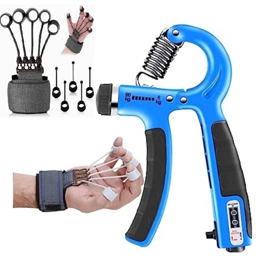 Hand Grip Strengthener Combo Set – Adjustable 5-60kg Power Gripper, Finger Exerciser, Forearm Workout Tool – Grip Strength Trainer for Men, Women, Kids – Gym, Rehab, Vein Exercise – Multicolor-image-36