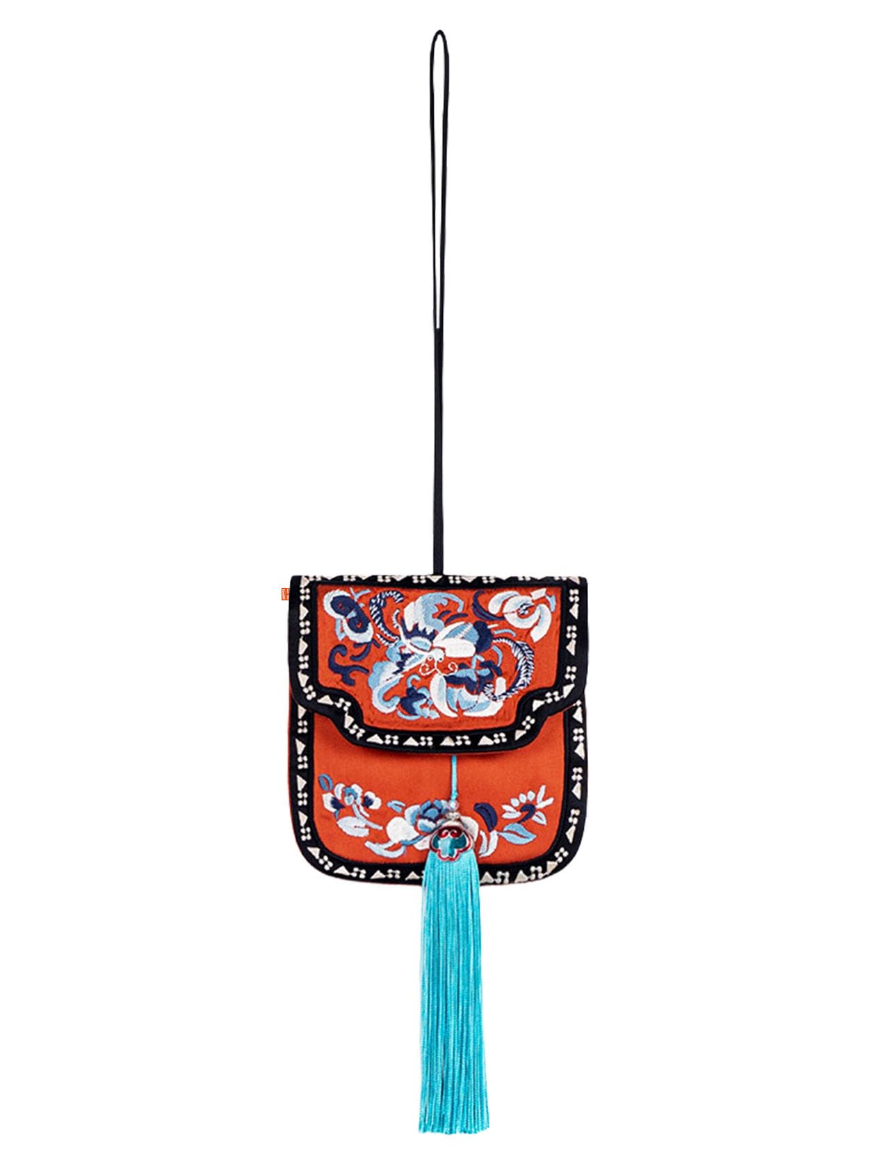 HangErFeng 161 - Bolsa de seda bordada con diseño de mariposa y peonía geométrica