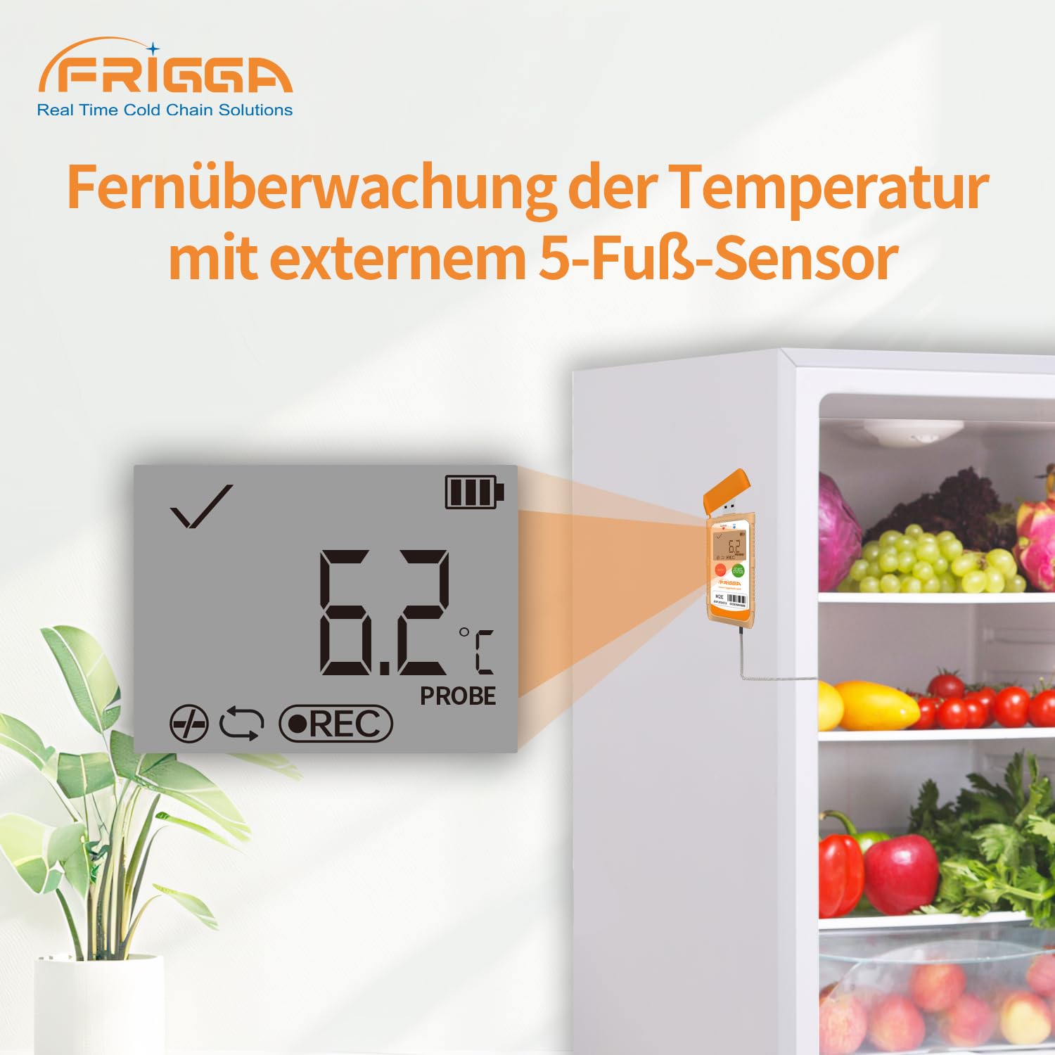 Frigga M2E Mehrzweck-Temperatur-Datenlogger mit externem Sensor USB-Digital-Temperaturschreiber 14400 Punkte hohe Genauigkeit PDF CSV Bericht