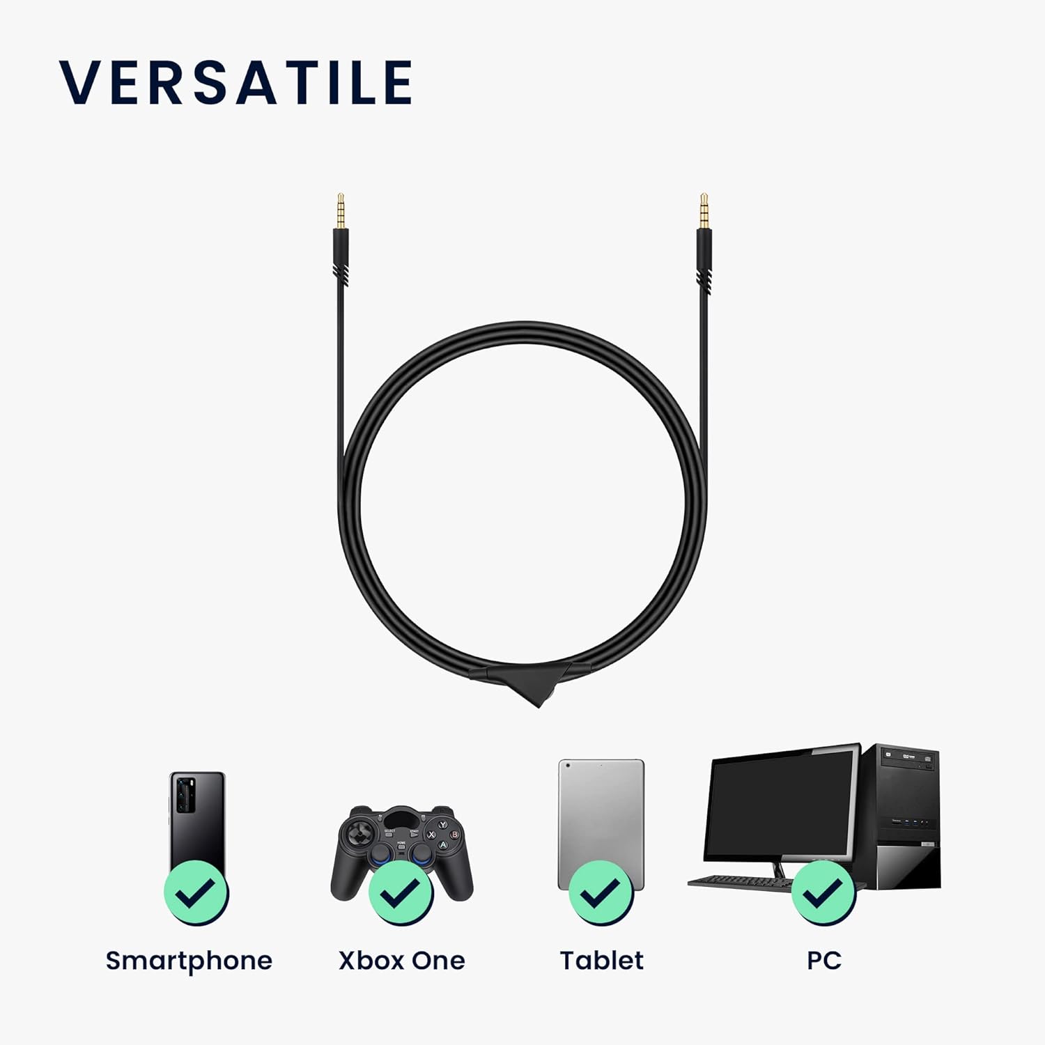 kwmobile Headphone Cable Compatible with Logitech Astro A50 / A40TR / A40 / A30 / A10-200cm Replacement Cord with 3.5mm (1/8") Jack + Volume Control
