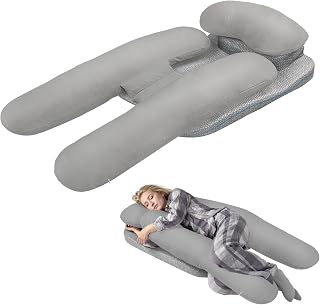 Seitenschläferkissen zur Schmerzlinderung der Schultern, Lagerungskissen für Erwachsene Seitenschläfer, H-förmiges ergonomisches Kissen für GERD, Nacken und Rückenstütze, Waschbarer Bezug (Grau)