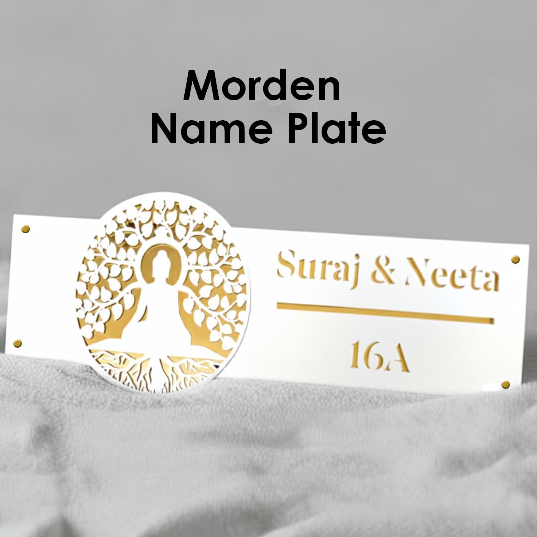 Personalised Buddha Acrylic Name Plate for Home | Kalpavriksha Name Board — Amazon image 3