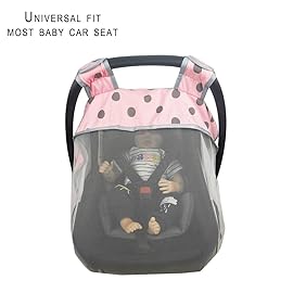 Mosquito Net for Baby Car Seats -Car seat net for Newborn Carrier-Breathable mesh net for Infant Car Seats, Carrier, Elastic Edge, Kick Proof, Polka dot, White, Patent Design