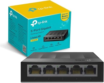 TP-Link LS1005G – Switch Ethernet Gigabit de 5 Puertos (10/100/1000 Mbps), Plug y Play, Sin Configuración, Bajo Consumo Energético, Silencioso y Compacto Ordenadores y Smart TV