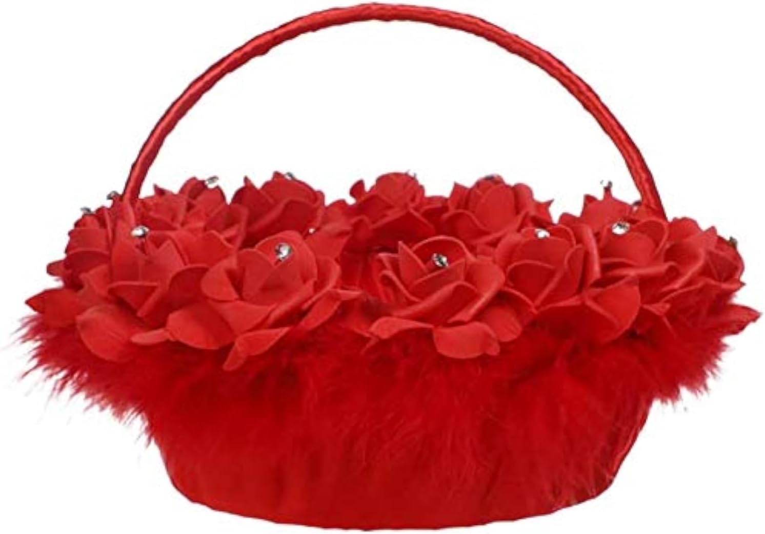 Flower Girl Basket Petal Basket Wedding Ceremony Basket Romantic Wedding Flower Basket Ceremony Banquet Decoration - Red