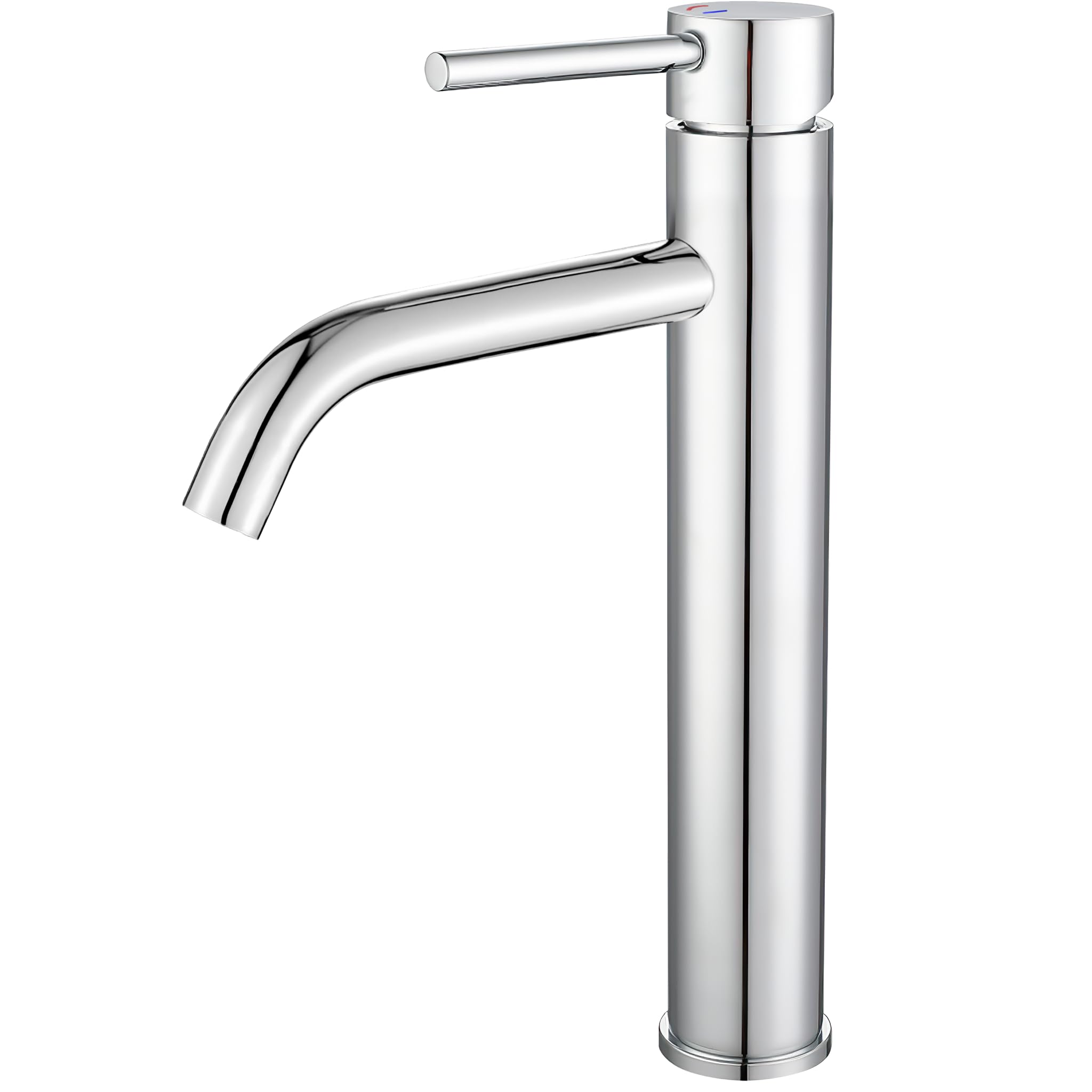 VALAZ Rubinetto Bagno Lavabo Alto Cromato | Apertura a Freddo, Miscelatore Lavabo Bagno Acqua Fredda e Calda, Risparmio Acqua | Installazione Facile | Ottone, Inossidabile, Elegante, Serie Ason