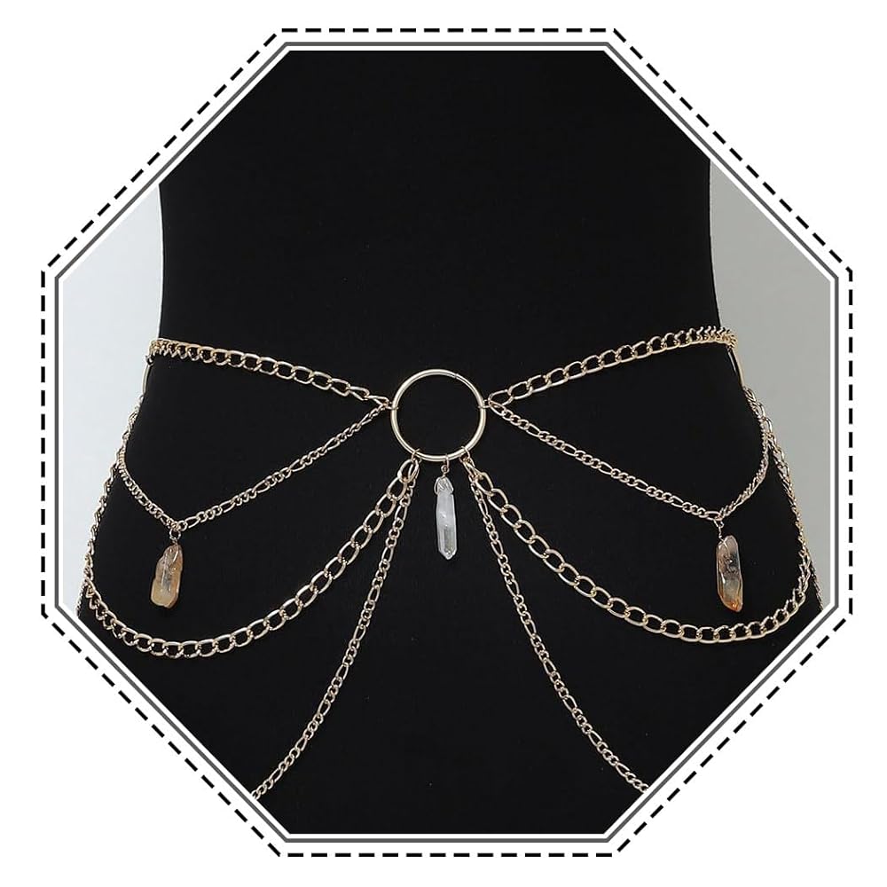 Body Chain Catena Per Addome Sexy - Cintura Bikini Donna In Metallo Dorato Con Pietre - Foto 6