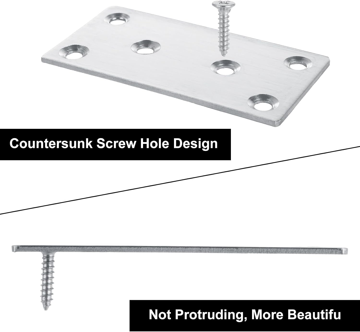 ABuff 40 PCS Flat Mending Plates 3.15"x1.57" Heavy Duty Stainless Steel Brackets, Straight Fixing Mending Bracket Plates for Furniture, Wood, Shelves, Cabinet, 80X40X2MM