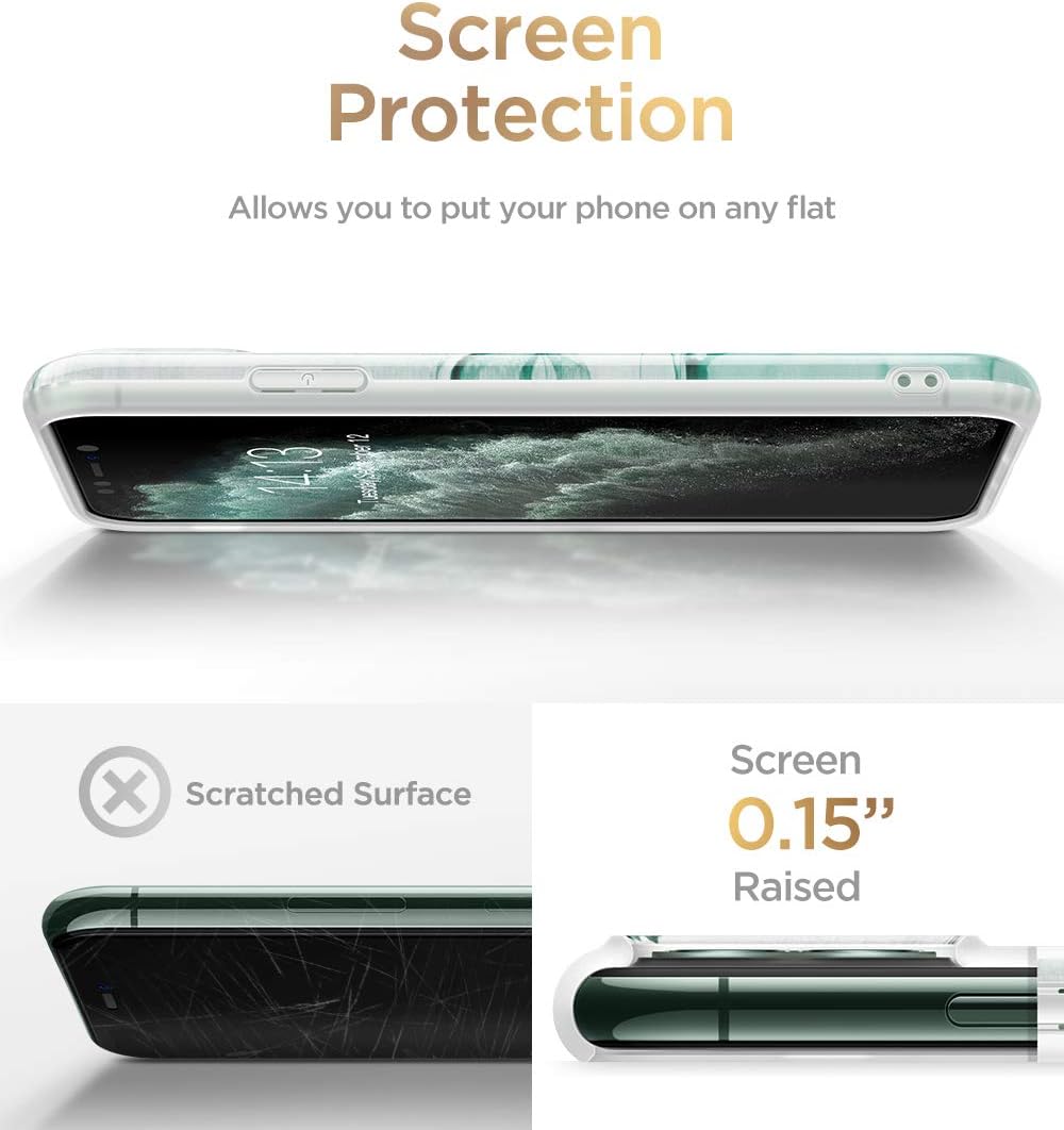 GVIEWIN Marble iPhone 11 Pro Case, Ultra Slim Thin Glossy Soft TPU Rubber Gel Phone Case Cover Compatible iPhone 11 Pro 5.8 Inch 2019 Release (Agaria/Cyan)