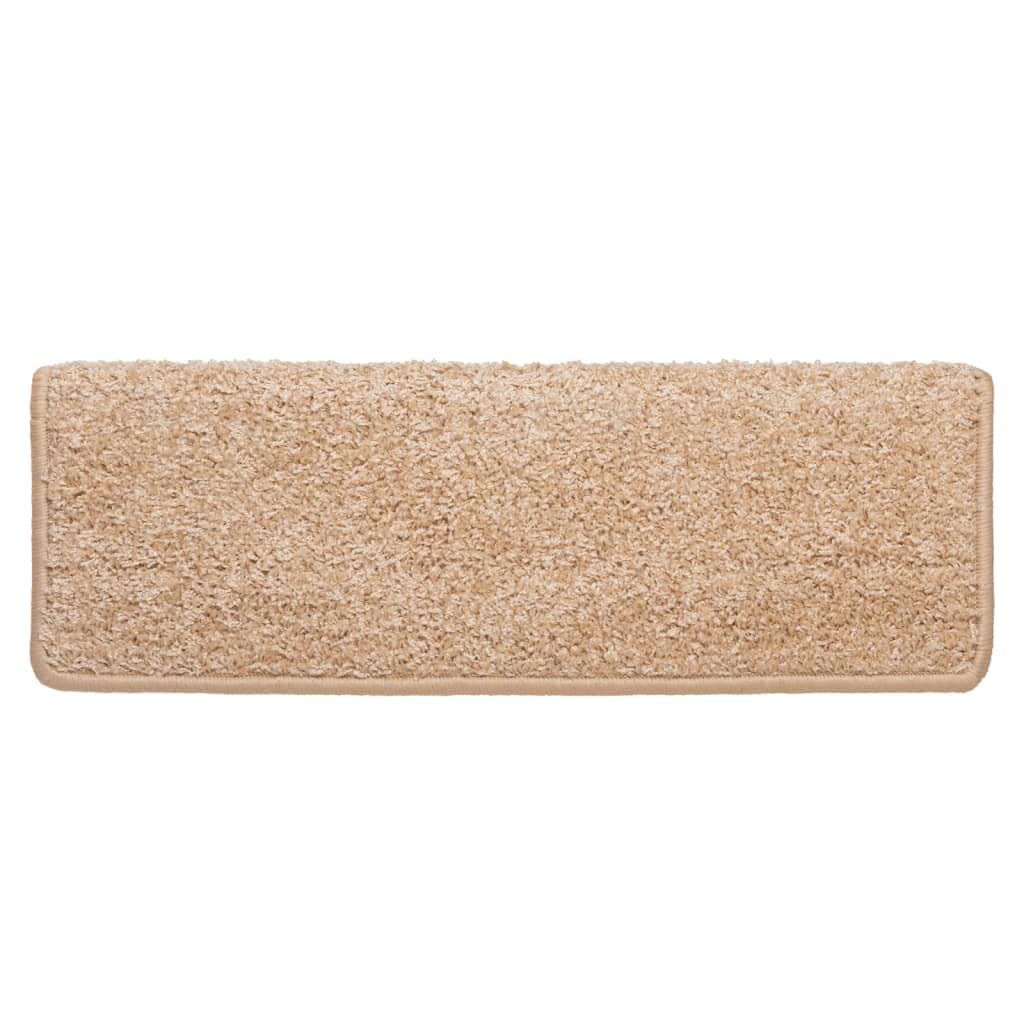 vidaXL Tapis d'escalier 15 pièces 65 x 21 x 4 cm Bordure rectangulaire dorée