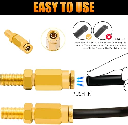 Miniatura 5 de Adaptador de válvula Schrader de inflado de aire de 14 de pulgada con empuje para conectar (aprobado por DOT) para tubería de línea de aire de 14