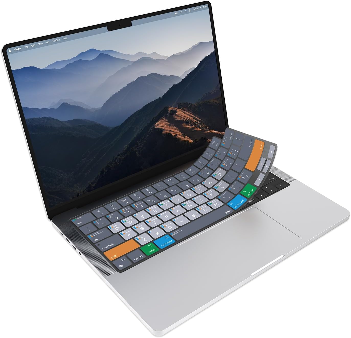 JCPal MacOS Shortcut Guide Keyboard Cover for MacBook Pro/Air/Neo | Ultra-thin, Color-Coded Hotkeys, Washable, US Layout; Fits MacBook Pro 14 & 16 inch M1-M5, Air 13 & 15 inch M2-M5 & Neo