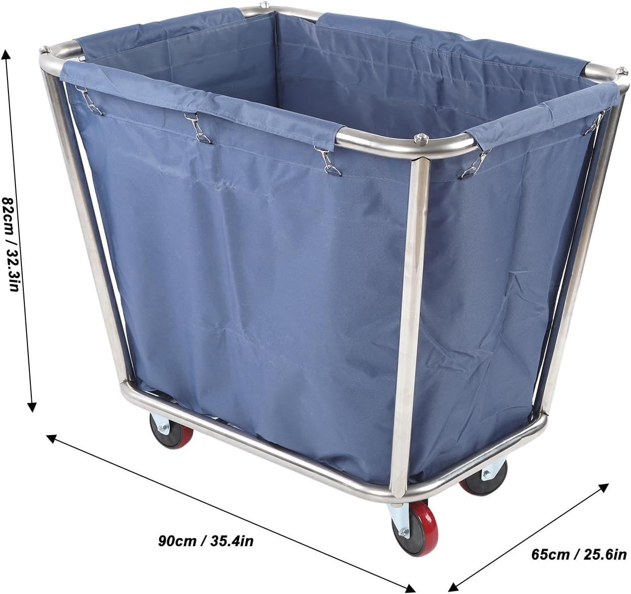 Carrello portabiancheria su ruote, resistente, in acciaio inox, 350 l, per uso alberghiero e alberghiero