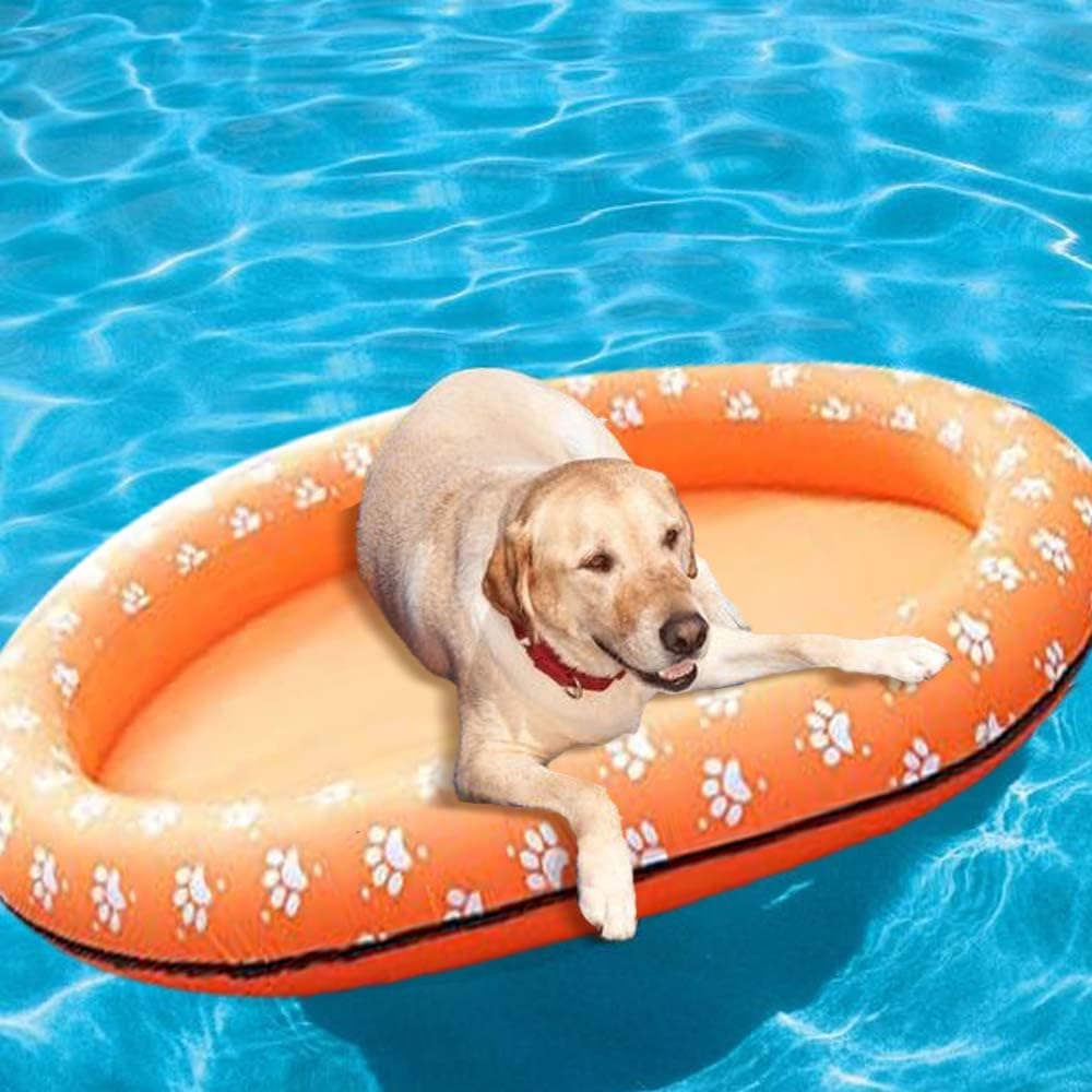 Ginkago Inflatable Pool Floats for Dogs Pet Swimming Pool Floating Row Bed Paddle Paws Floaties Doggy Puppy Pool Float for Summer