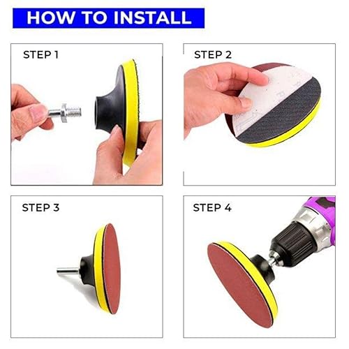 Miniatura 4 de Discos de lija de 5 pulgadas con gancho y bucle con 100 discos de lija de 5 pulgadas, accesorios para amoladora angular con [2 piezas] 5/8-11 hilos