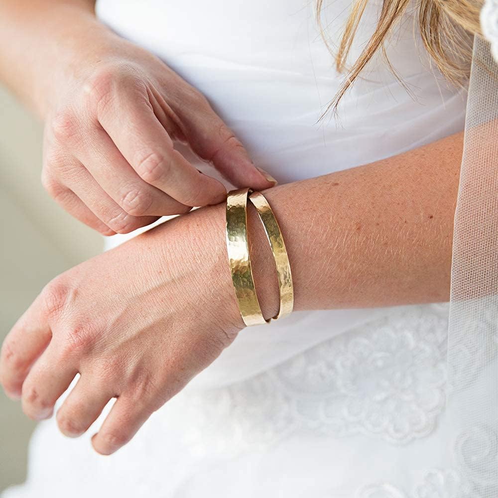 Mother of the Bride or Groom Personalized Hammered Finish Brass Cuff Bracelet