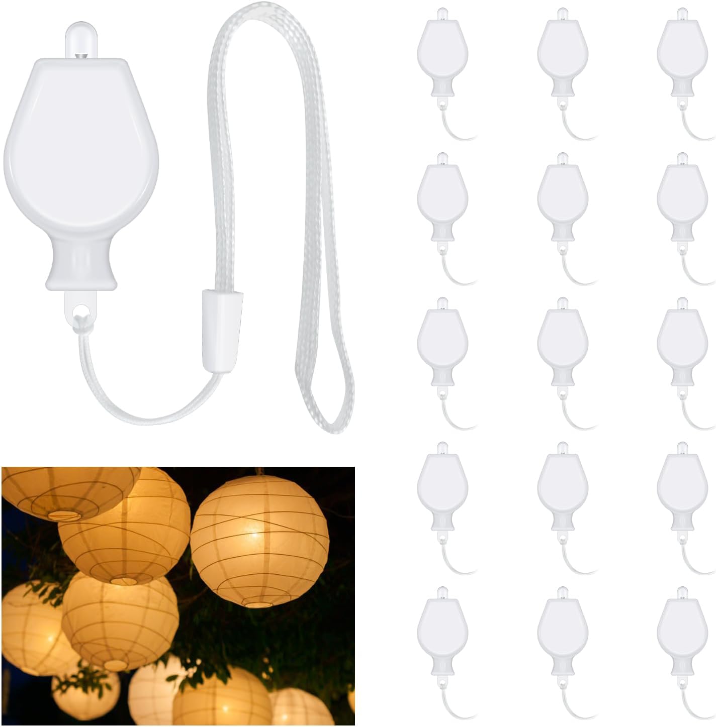 15 Pack Mini LED Lantern Lights, Battery Operated, Warm White, Miniature Led Lights for Paper Lantern Balloons, LED Balloon Lights, Decoration for Birthday, Halloween, Christmas, Party, Wedding