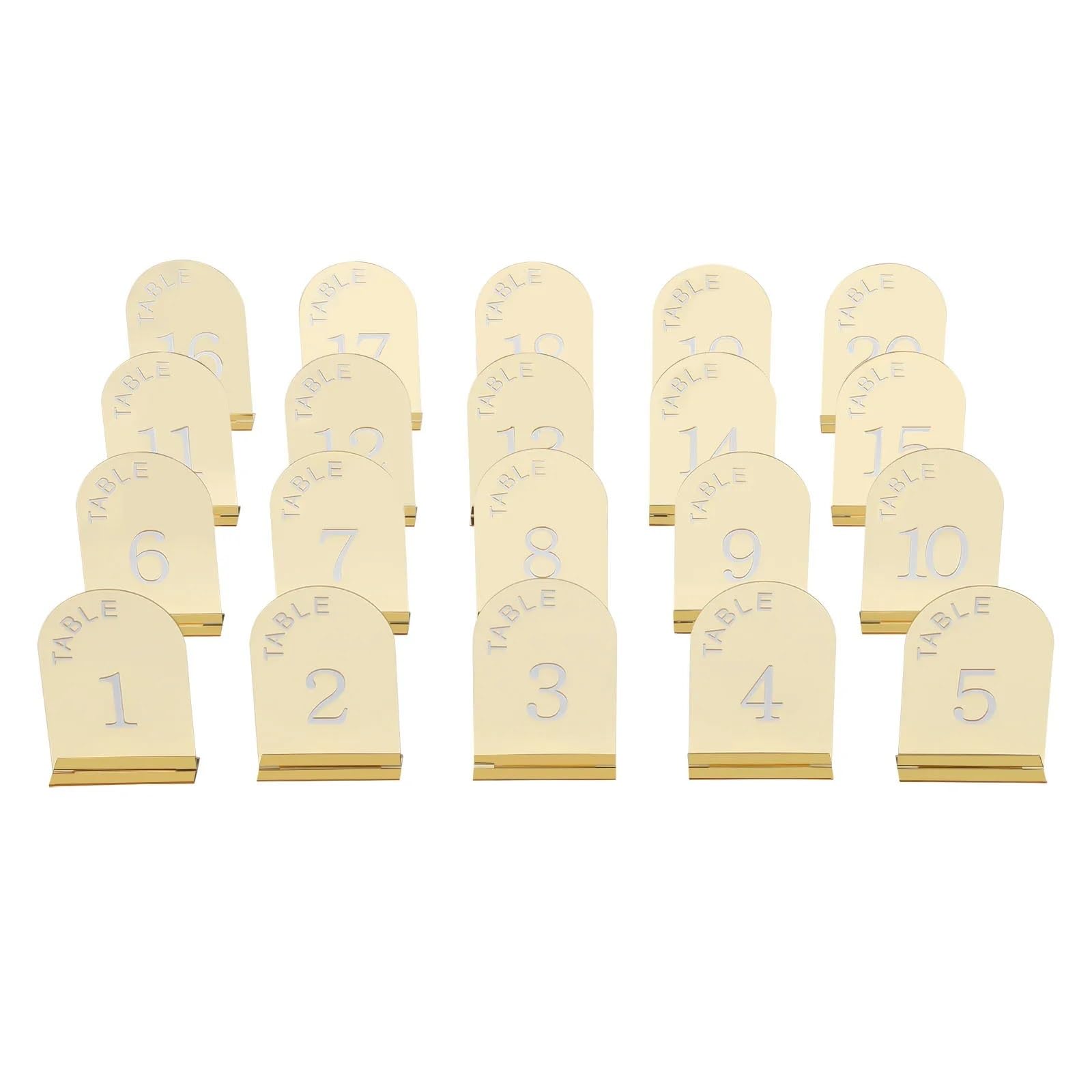 WSQHAO 20Pcs Wedding Table Numbers Mirror Desktop Clip With Stands For Reception, Event, Party for Restaurant