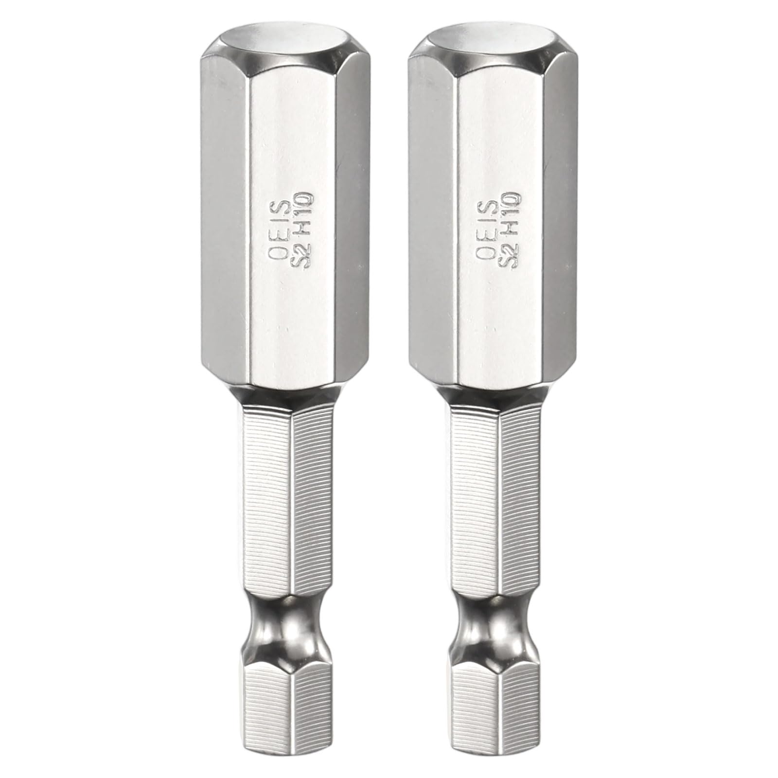 sourcing map 2pcs H10 Hex Head Screwdriver Bit 10mm Metric Flat Tip 1/4" Hex Shank 50mm (2") Long Magnetic Hexagonal Screw Drill Bit Wrench Chrome Plated Power Driver Socket