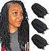 Fluffy Spring Twist Crochet Hair 8 inch Spring Twist Crochet Braids Hair Extensions 3 Pack Black Synthetic Crochet Braids (1B)