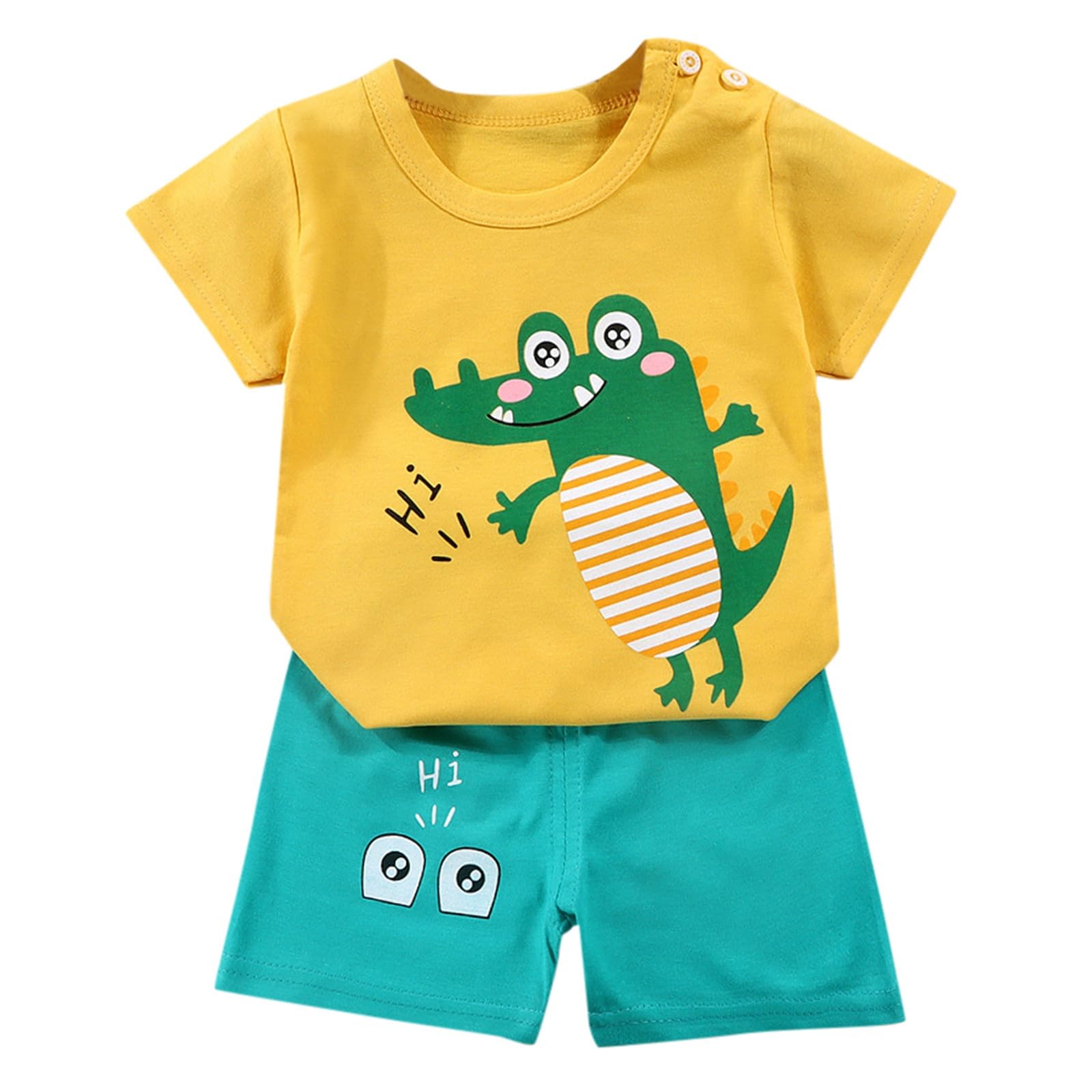 Cokbyavla Men's 108A Baby Boy Short Sleeve T Shirt & Shorts Sets With Pockets, Shirt Pajamas Sleepwear Set Kids Shorts Dinosaur Clothes Toddler Easter Button Down Toddler Weddi(,6-12 Months)