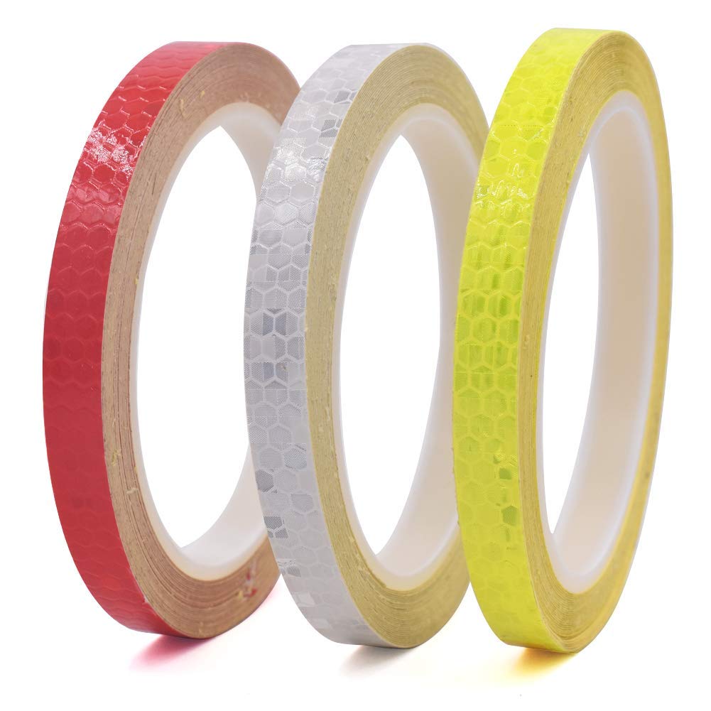 Safety Reflective Warning lighting Sticker Adhesive Tape Roll Strip,3 Rolls 3 colors for Beautify Bicycle Motorcycle Decoration