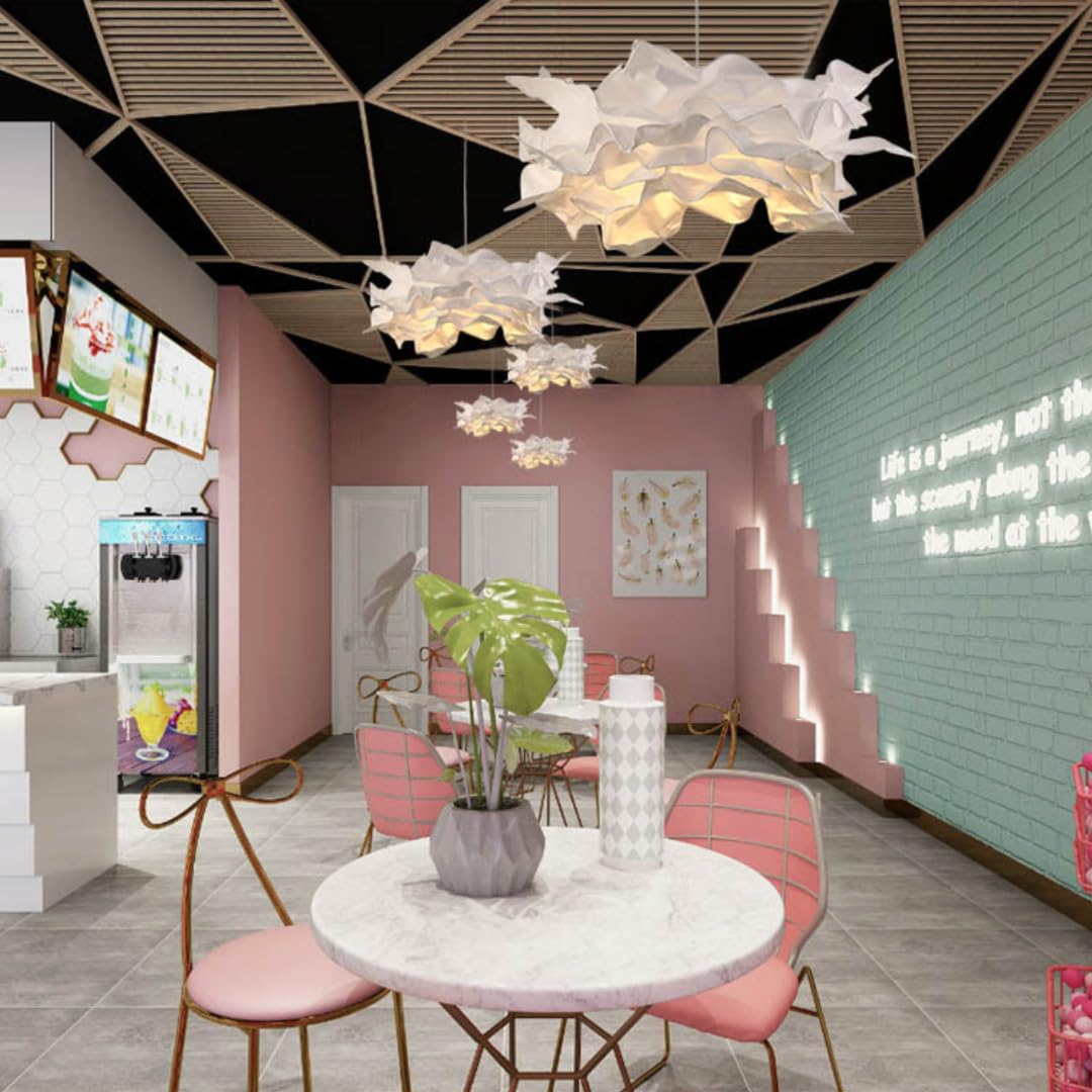 Lampada a sospensione creativa con nuvole di carta fai-da-te, lampada da soffitto con fiori di carta artistica Lampada da soffitto con nuvole decorative per camera da letto, soggiorno, 33,8"