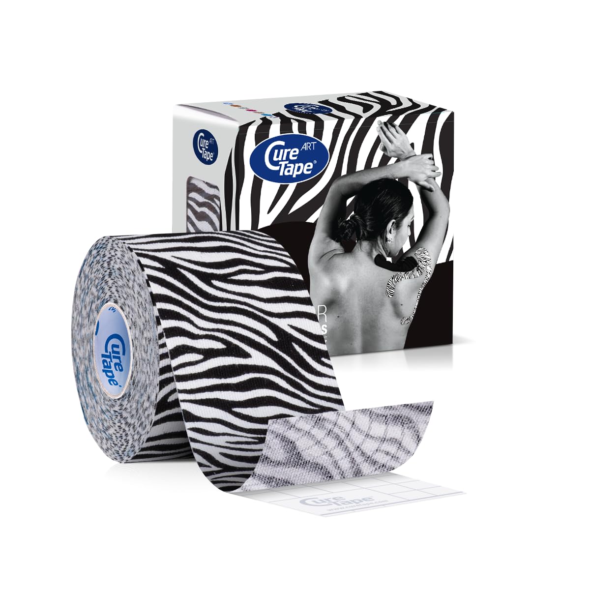CureTape Art | Kinesiology Tape for Body Pain | Elastic Therapeutic | Waterproof Athletic | Long-Lasting Medical K (Zebra)