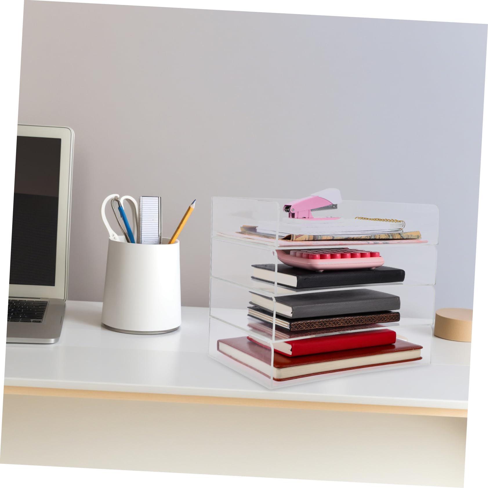 Bureau en acrylique – Bac à documents empilable pour fournitures de bureau à domicile, porte-documents, lettres et papier, solution de rangement élégante pour un espace de travail efficace
