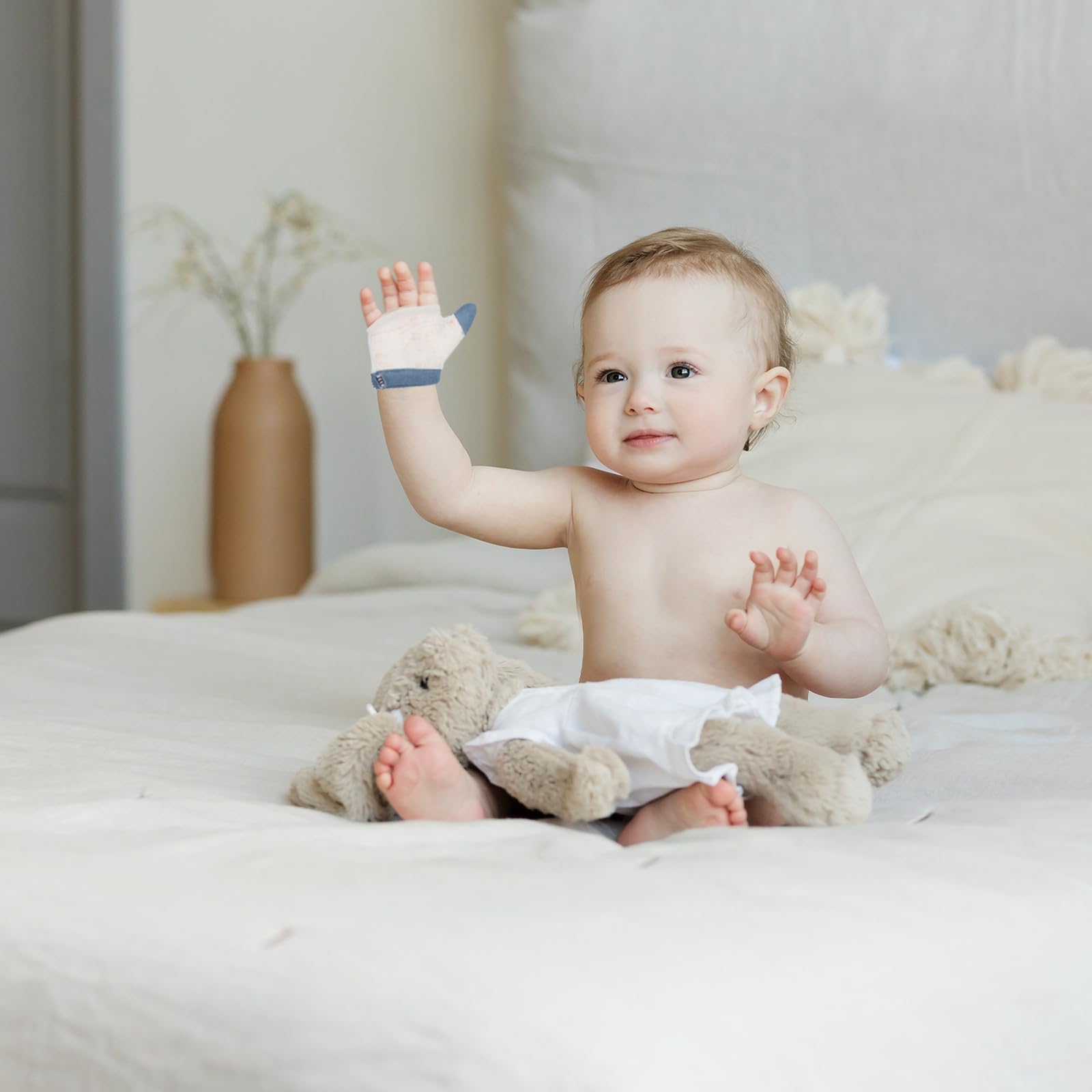 HEMOTON Lot de 2 Paires de Protège-pouces en Nylon Respirant pour Bébés, Arrêt Succion des Doigts, Adapté aux Nourrissons de 6 à 22,5 Kg