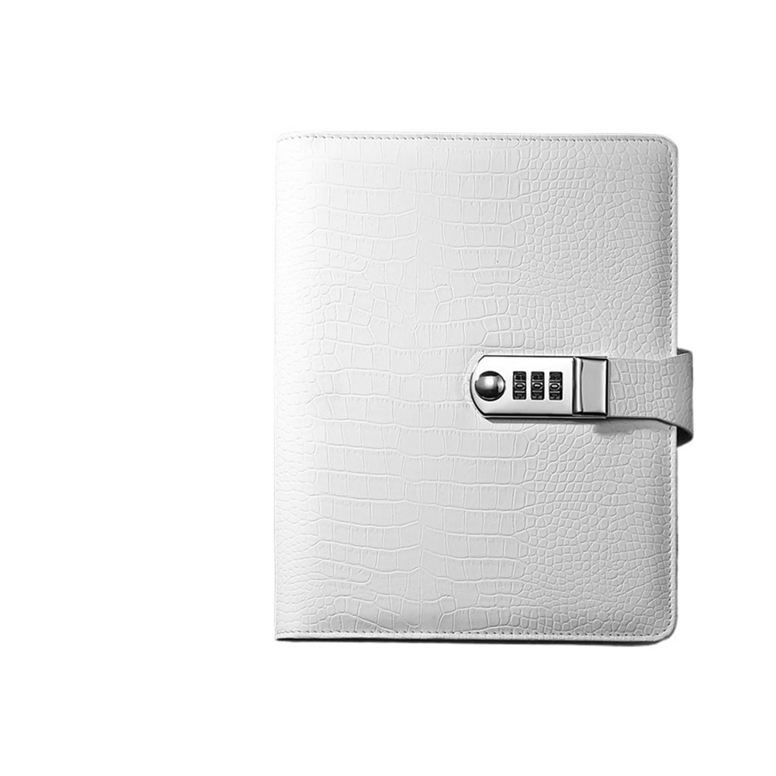 LYHYDMA Notebook A6 A5 Binder Notebook Vintage Luxury Crocodile Textured Leather Diary Password Notes Book with Lock Office Agenda Man Gift For study, work(A5 White)