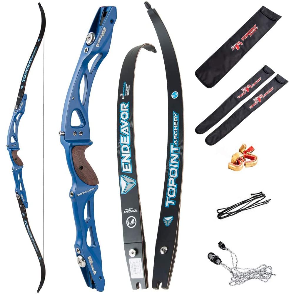 SHARROW 18-44lbs Archery Recurve Bow ILF Bow Riser and Limbs 66/68/70 Inch Aluminum Riser Takedown Recurve Bow for Athletic Competition (66"/32lbs, Blue)