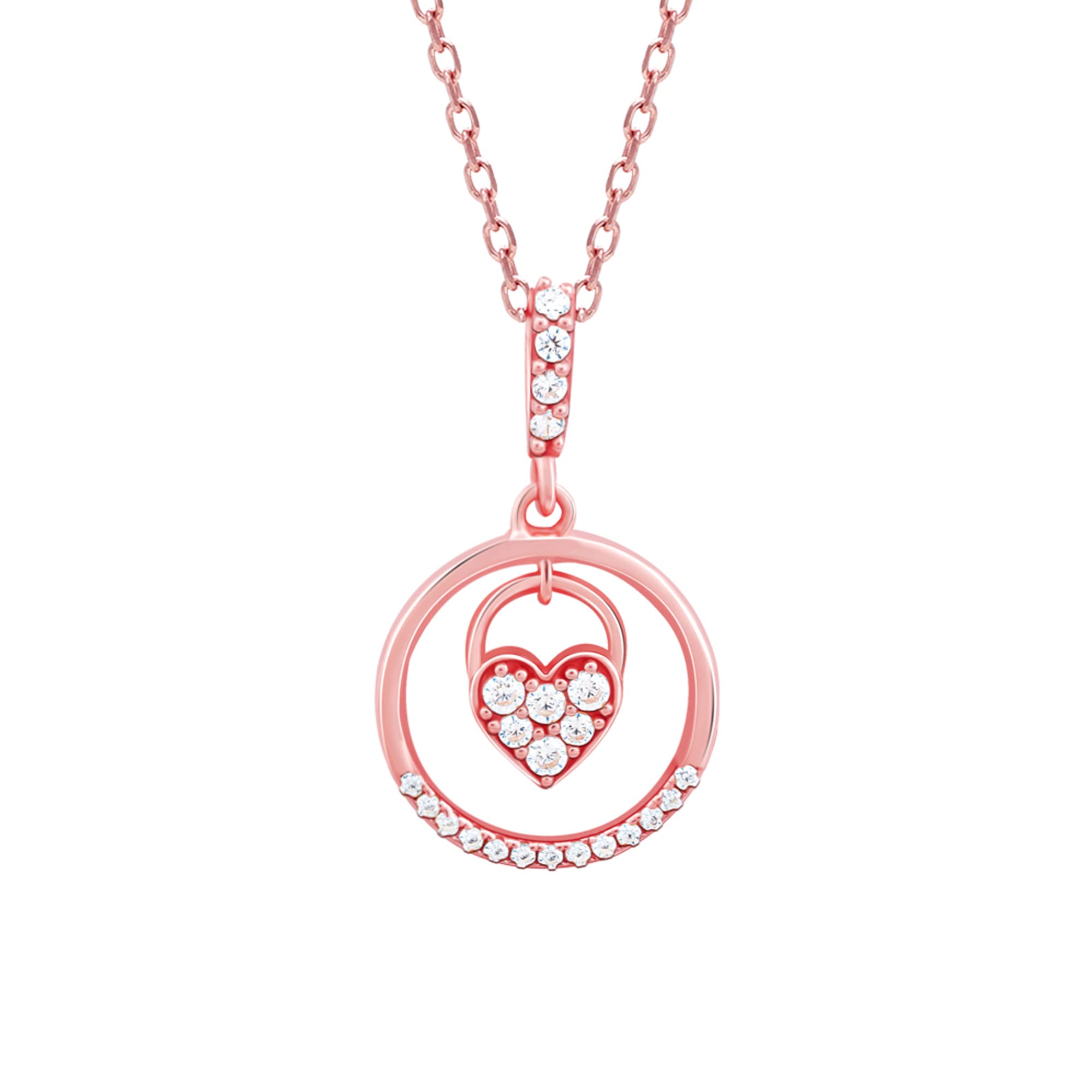 925 Silver Rose Gold In The Circle of Your Love Pendant with Chain | Gifts for Girlfriend,Pendant to Gift Women & Girls | With Certificate of Authenticity and 925 Stamp | 6 Months Warranty*-image-44