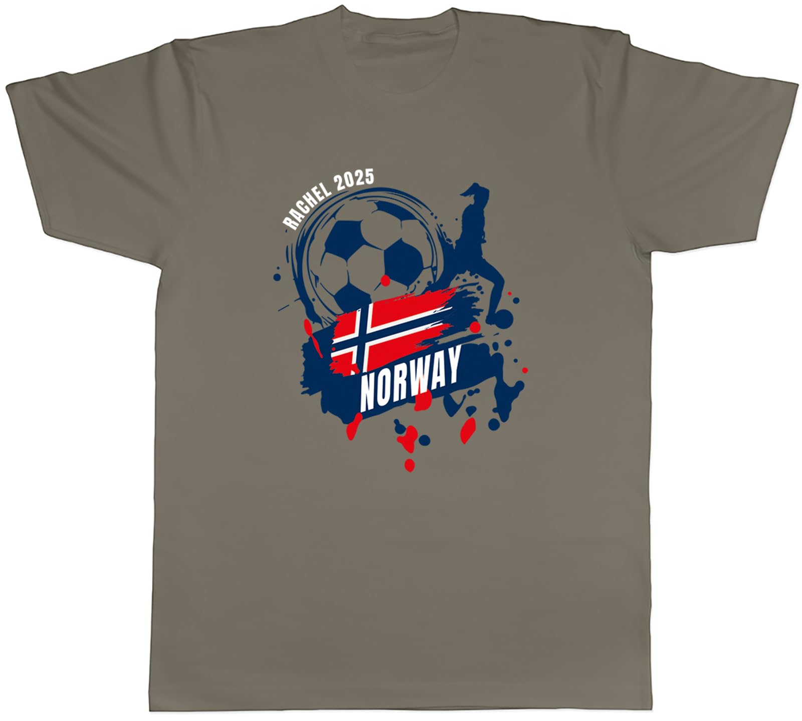 Shopagift Personalised Norway Football Supporter Fan 2025 Mens T-Shirt Tee Grey