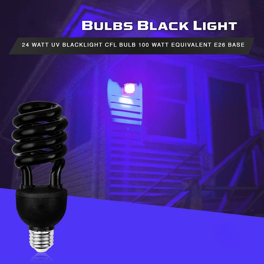Ampoules LED Noires, Ampoule 9W E27, Niveau UVA 380400, E27 Base Moyenne 120V pour Affiches Neon Glow, Peintures Corporelles, Maison, Glow in The Dark Blacklight Party 2PACK,Noir
