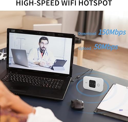 Miniatura 2 de Mini router inalámbrico 4G WiFi portátil, enrutador LTE de viaje móvil WiFi con ranura para tarjeta SIM, 72 horas de espera para 10 usuarios