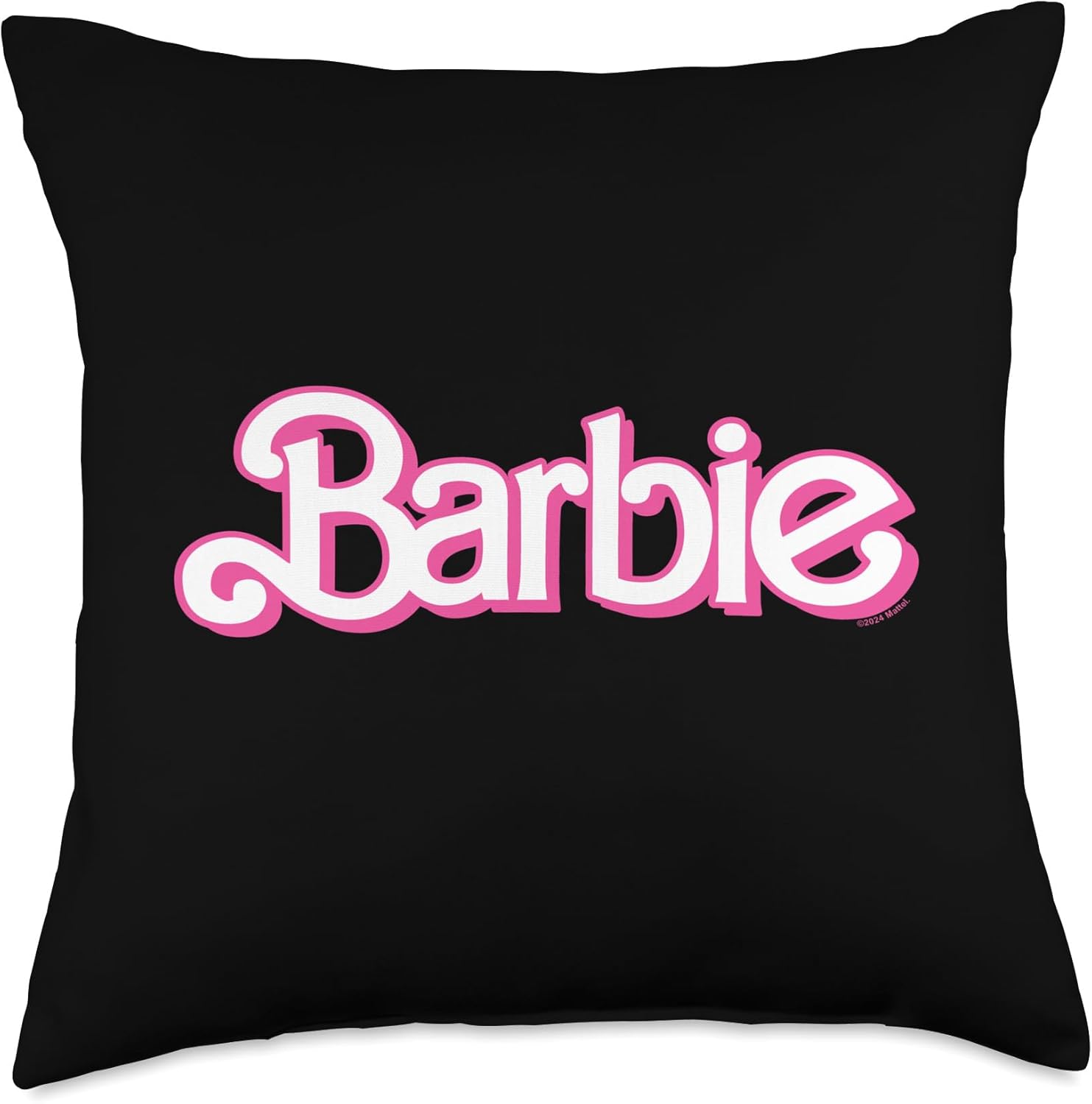 Barbie Retro Pink and White Logo Throw Pillow