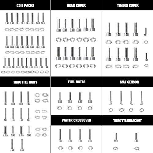 Miniatura 5 de PTNHZ LS LS1 LS6 Kit de pernos de motor de acero inoxidable Pernos Juntas Sujetadores Kit Relacement para 98-02 Camaro Firebird 04 GTO