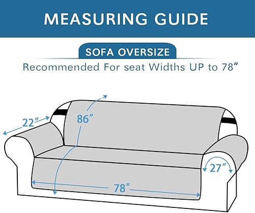 Miniatura 5 de H.VERSAILTEX Paquete de funda reversible para silla azul ahumado y funda de sofá de gran tamaño