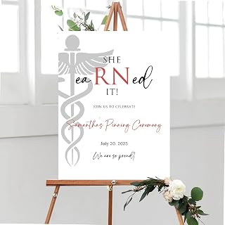 MUABAY Personalized Nurse Pinning Ceremony Sign – Custom Nursing Graduation Welcome Decor for RN LPN BSN – Future Nurse Party Display with Name – Photo Booth Prop for School or Hospital Celebrations