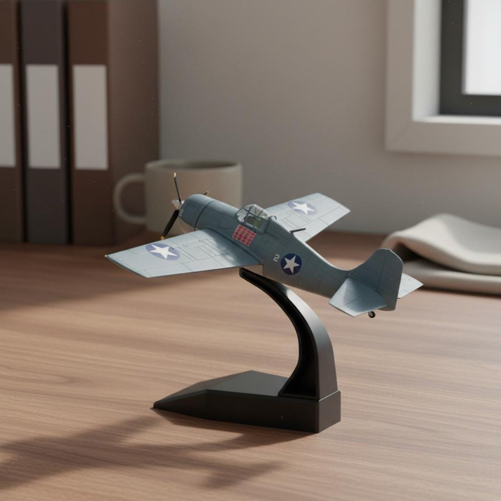 Kampfflugzeug Modell Flugzeug Jet Propeller Maschine Historischer Stil aus Legierung mit Feinen Details Und Kennzeichen Fertig Aufgebaut für Sammler Büro Bücherregal Arbeitszimmer
