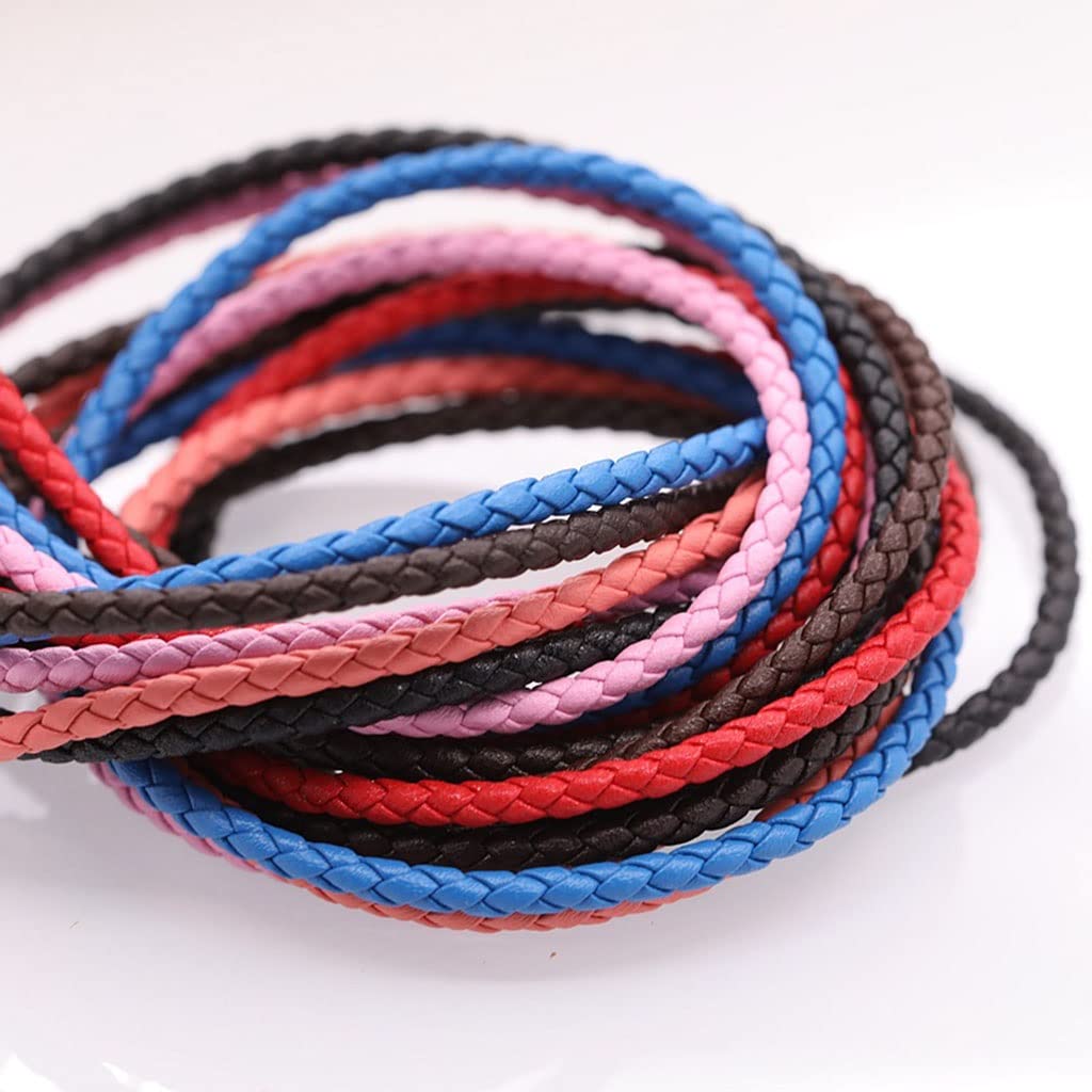 Cordon tressé en cuir fait à la main - Bords épais de 3 mm - Bracelet tressé de 2 m - Café