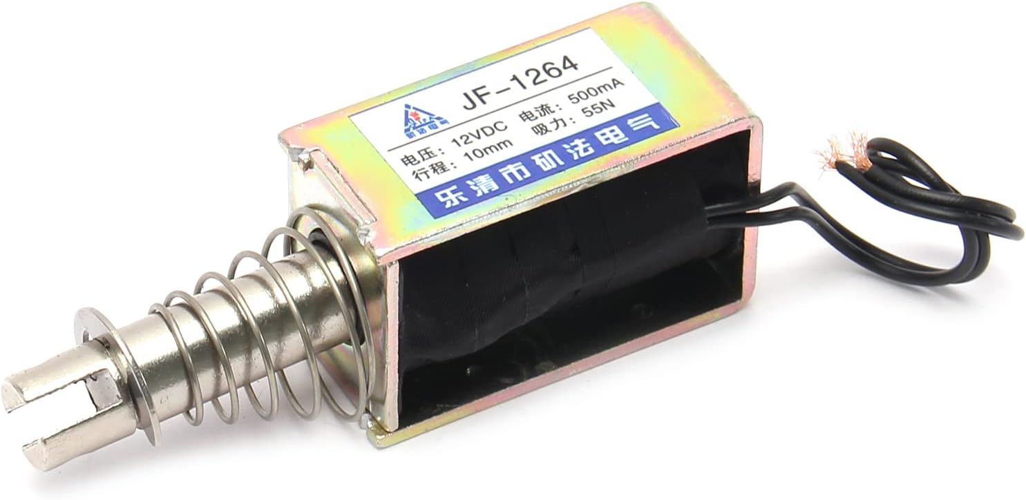 Fielect DC 12V 2.5A 55N Pull Type Solenoid Electromagnet, 10mm Stroke, Open Frame, Linear Motion, JF-1264-12V