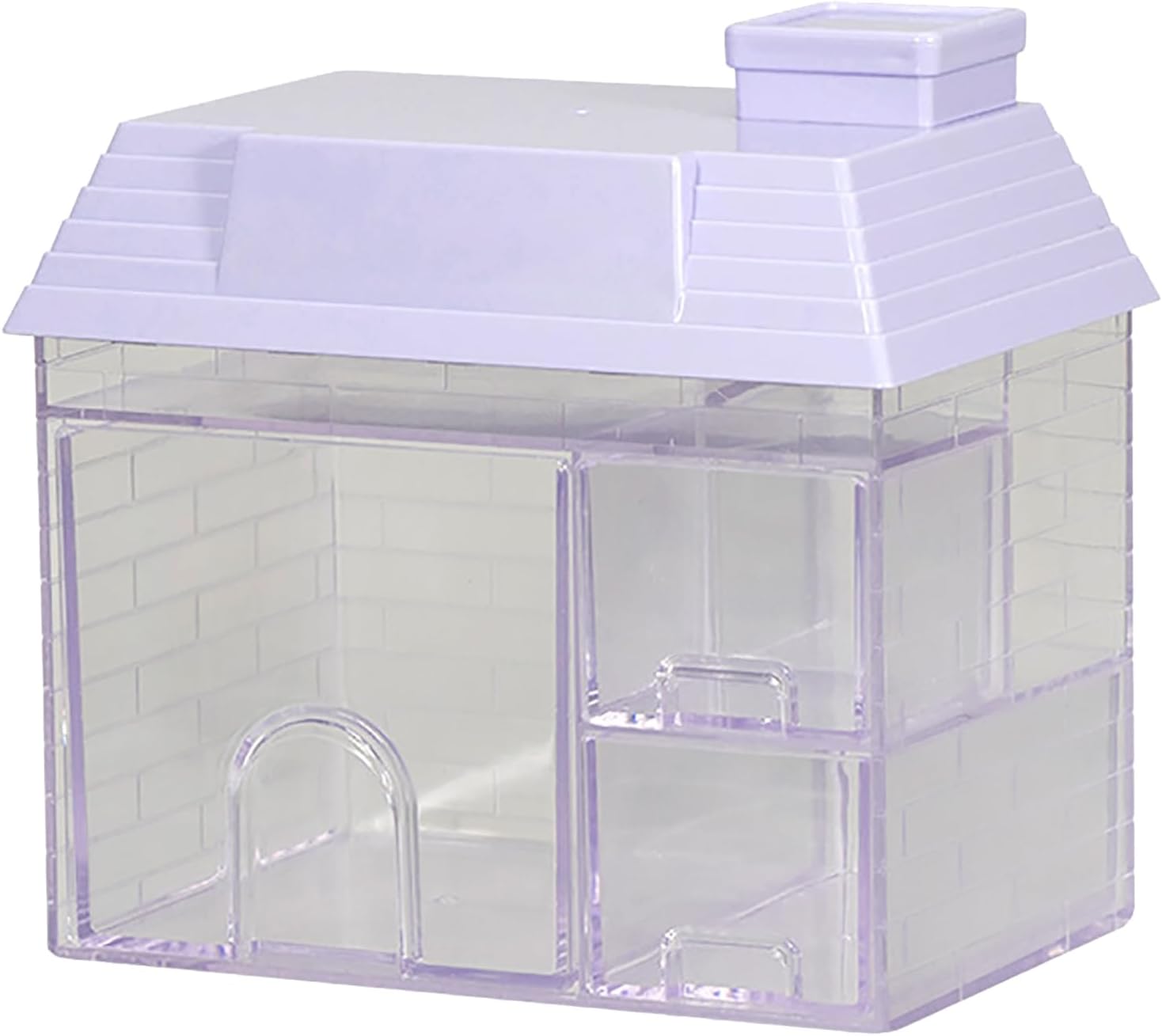 House Storage Box, House Shaped Organizer with Drawer, Desktop Storage Box, Type Desktop, Multifunctional Desk Holder for Home, Dormitory, (Purple)