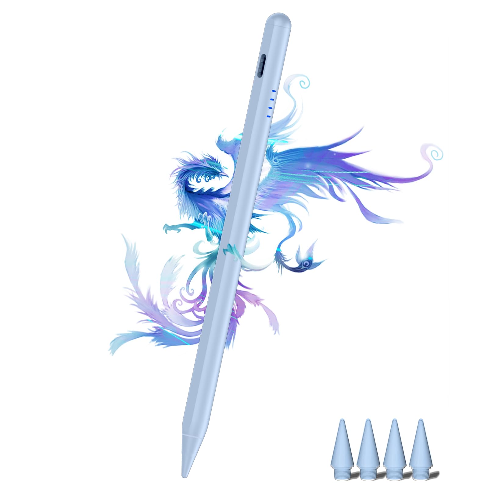 Stift für Apple iPad 2018-2026, 2X Schnellladung, Neigungssensitivität und Palm Rejection Stylus Pencil kompatibel mit iPad 11(A16)/10/9/8/7/6, iPad Pro M5/M4/12.9"/11", Air M3/M2/5/4/3, Mini 6/5-Blau