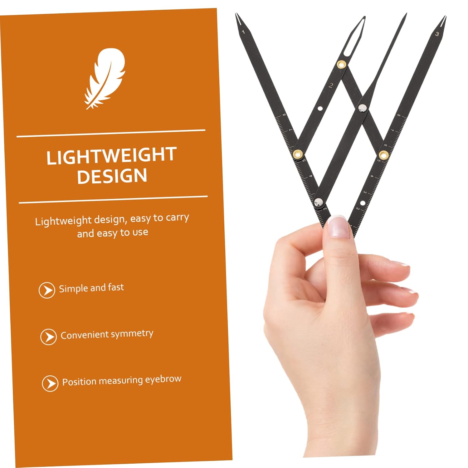 Vaguelly 1pc Stainless Steel Eyebrow Ruler Second Generation Golden Ratio Tool for Precise Three-point Positioning Measurement Device for Beginners Professionals