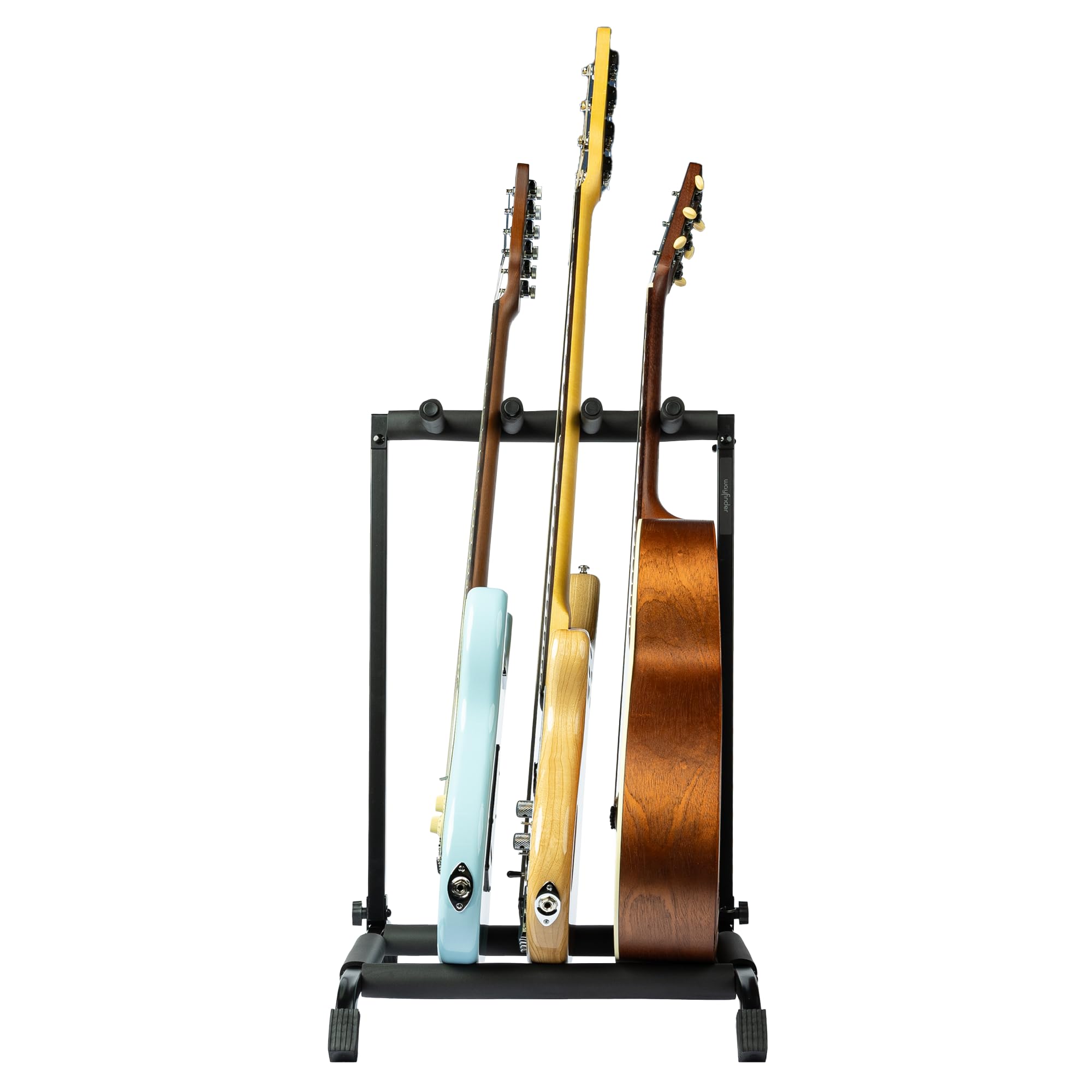 Wayfinder zusammenklappbarer Gitarrenständer für 3 Gitarren, für Akustik-, Elektro- und Bassgitarren, platzsparende und praktische Aufbewahrungslösung, (WF-GUITARRACK3)