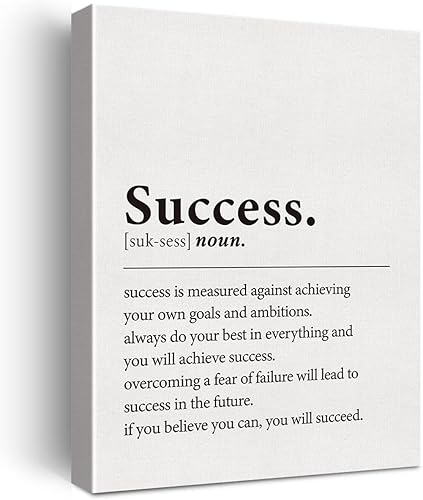 GTGIC Éxito Definición - Lienzo decorativo para pared, con cita motivacional para el éxito, decoración para el hogar y la oficina, listo para
