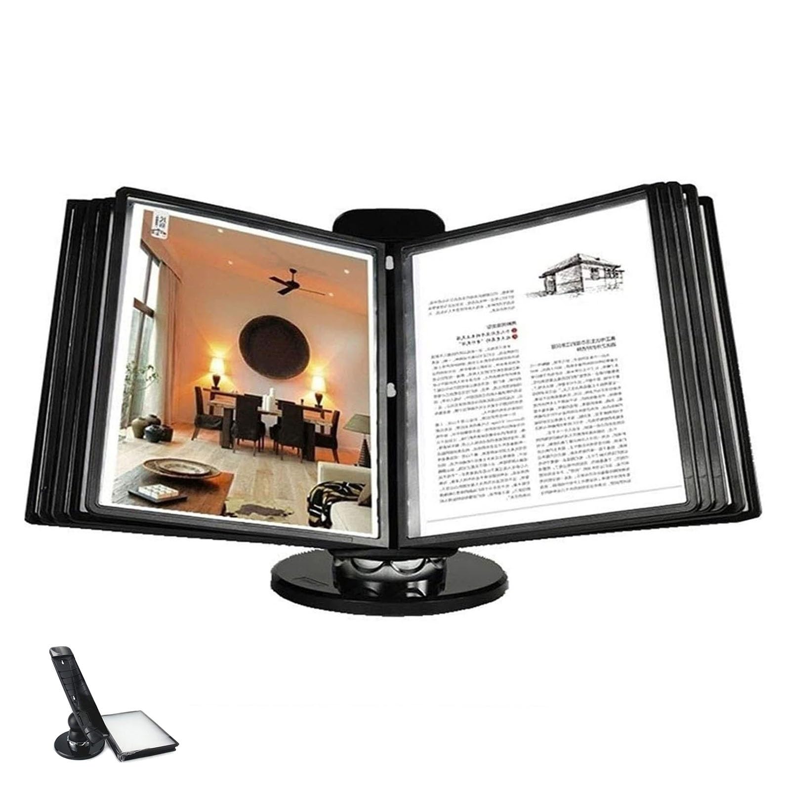 Clasificador De Mesa - Mesa Paneles De Visión A4, 10 Bolsillos, Giratorio 360° Y Ángulo De Inclinación Ajustable, Para Exhibición De Oficina Y Almacenamiento De Documentos